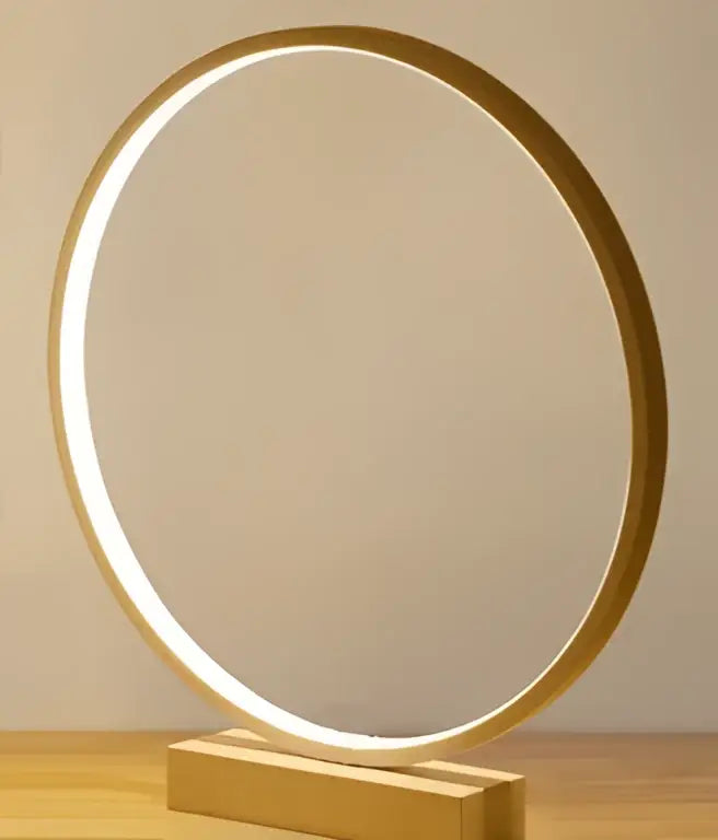 Decorbites™ gold-toned led ring table lamp with illuminated circular design for modern Nordic bedroom lighting
