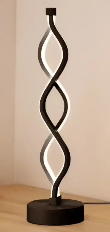 Decorbites™ led ring table lamp with black and white twisted design and modern nordic style for bedroom lighting