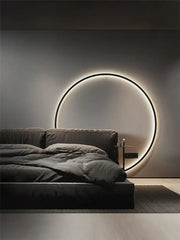 DecorBites™ led ring wall lamp with a sleek black frame and soft glowing illumination for minimalist decor