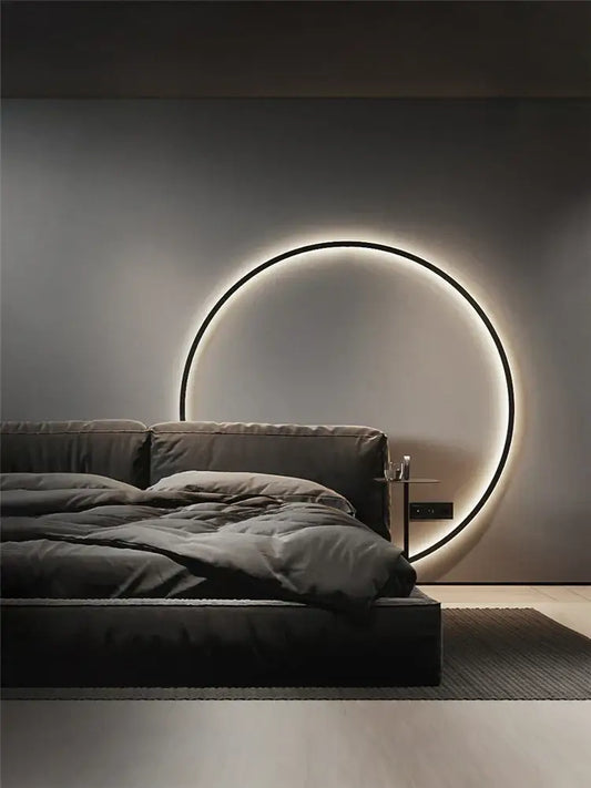 DecorBites™ led ring wall lamp with a sleek black frame and soft glowing illumination for minimalist decor