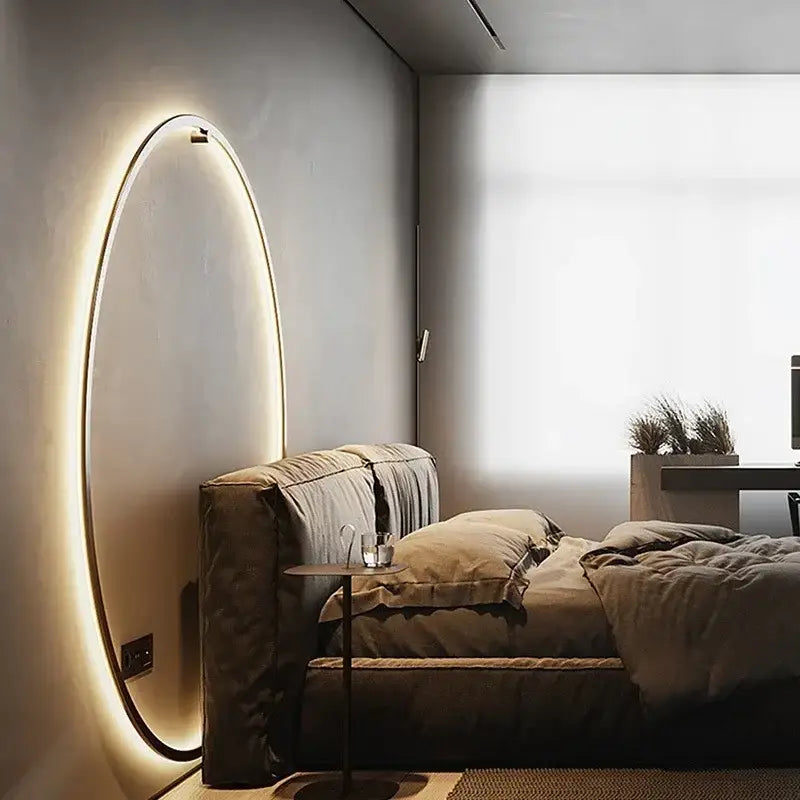 Decorbites™ led ring wall lamp featuring a sleek oval mirror with glowing led light frame for indoor use