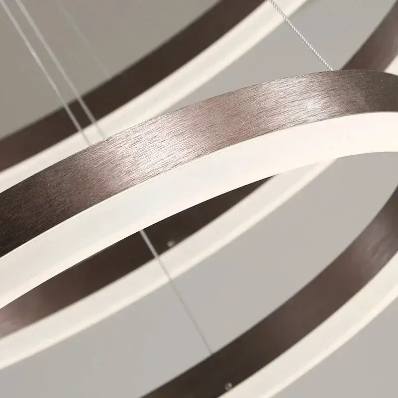 Modern minimalist decorbites™ led rings ceiling chandelier with sleek interlocking brushed metallic and matte white rings