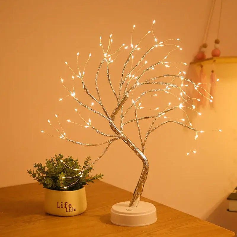 Decorbites™ silver led rose leaf tree fairy lamp with warm white lights usb powered for christmas tree decoration