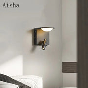 Modern black led rotary square wall lamp with sleek minimalist design and adjustable spotlight for home use