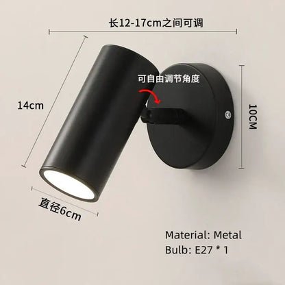 Black metal wall lamp with adjustable e27 bulb holder from decorbites led rotatable wall lamp series