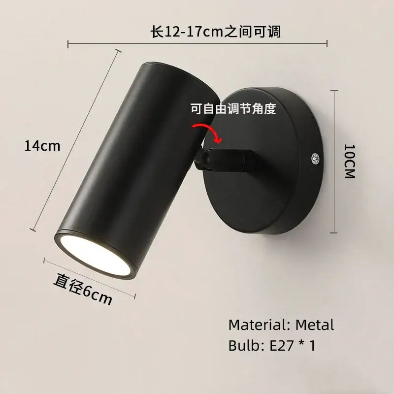Black metal wall lamp with adjustable e27 bulb holder from decorbites led rotatable wall lamp series