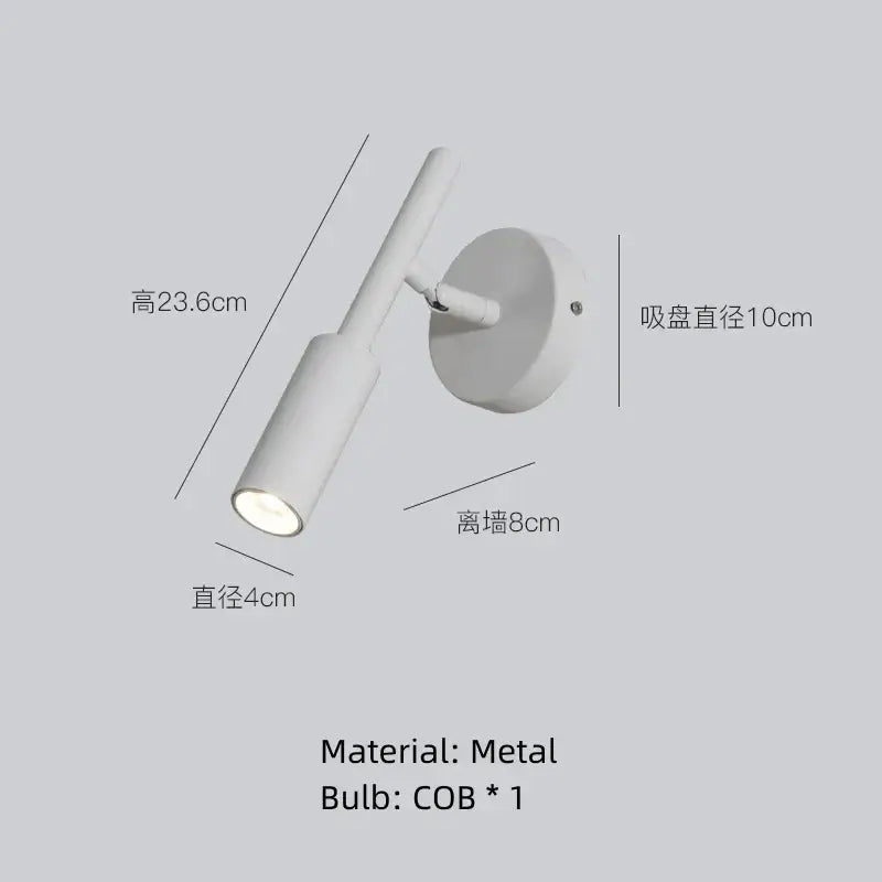 White metal wall lamp with cylindrical head and adjustable arm from DecorBites led rotatable wall lamp collection