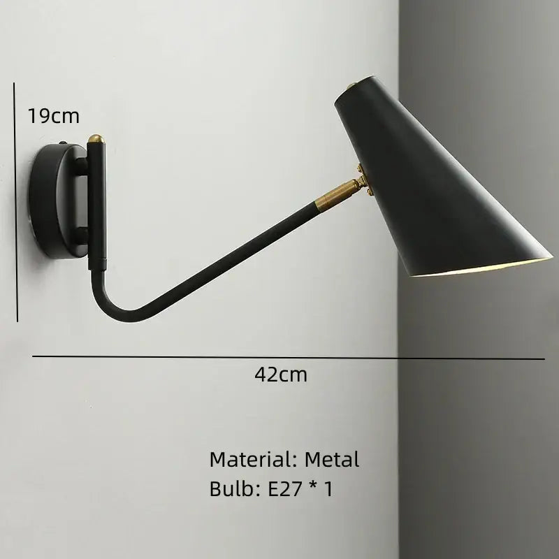Black metal wall lamp with curved arm brass accents from DecorBites led rotatable wall lamp collection