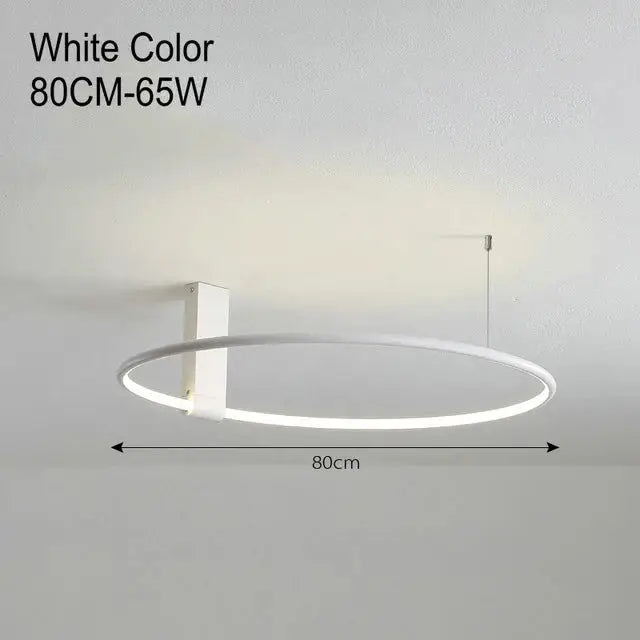White circular led round ceiling lamp by DecorBites with 80cm diameter and Scandinavian metal aluminum design