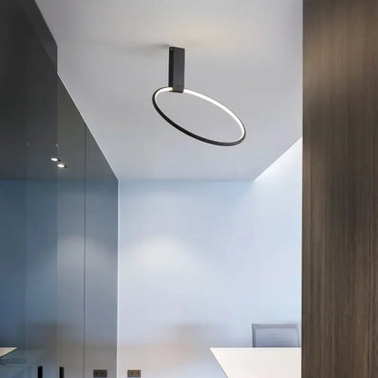 Modern black led round ceiling lamp by DecorBites™ featuring sleek minimalist design in metal aluminum finish