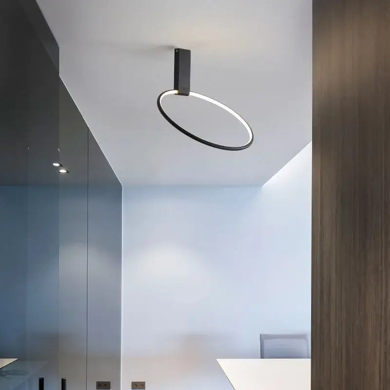 Modern black led round ceiling lamp by DecorBites™ featuring sleek minimalist design in metal aluminum finish