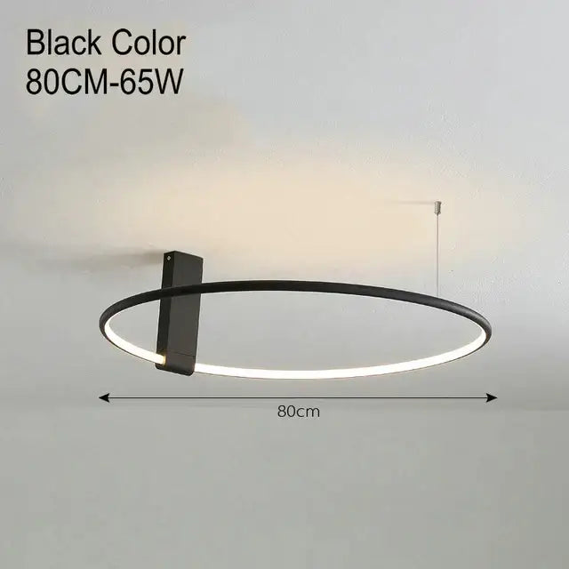 Black led round ceiling lamp by DecorBites with 80cm diameter featuring sleek modern metal aluminum design