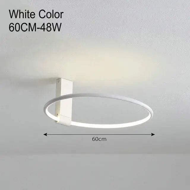 DecorBites™ led round ceiling lamp with white aluminum metal and 60cm diameter in modern Scandinavian design