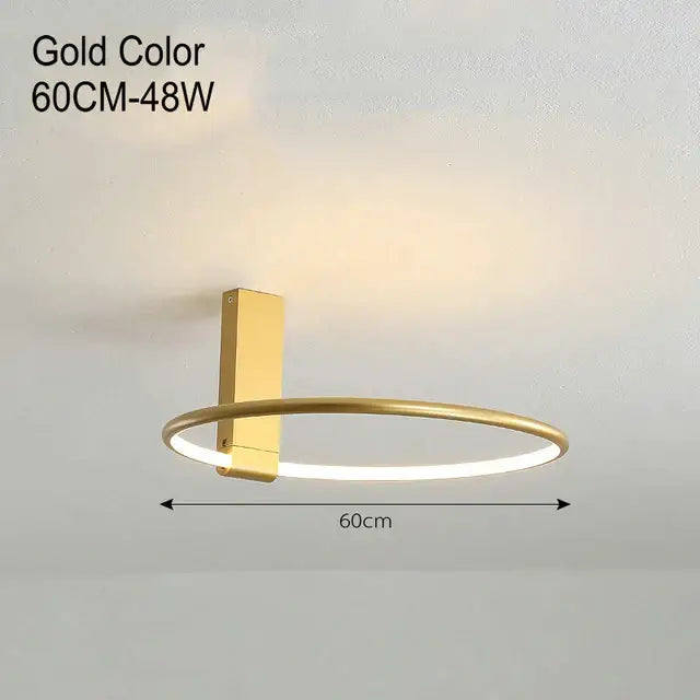 Gold-colored decorbites™ led round ceiling lamp with integrated warm white led strip in metal aluminum design