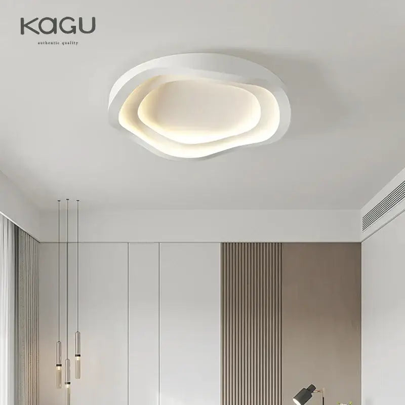 White kagu brand decorbites led round ceiling lamp with remote dimming and cloud-like layered design for modern lighting