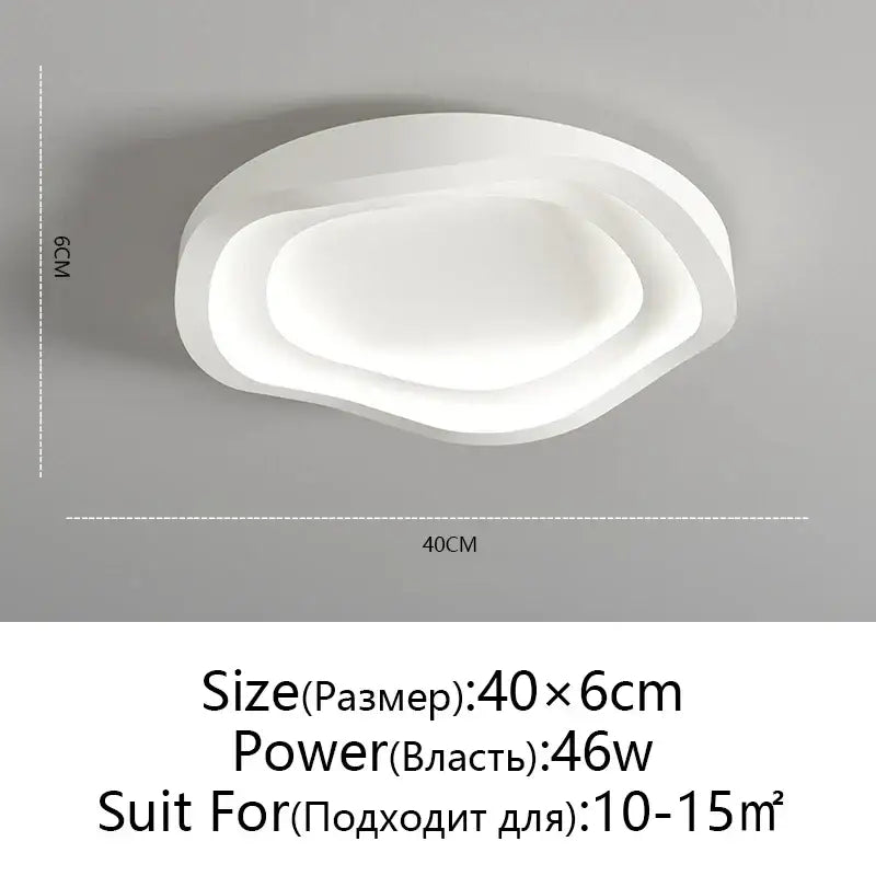 Modern white led round ceiling lamp by decorbites with sleek layered oval design and remote control dimming features