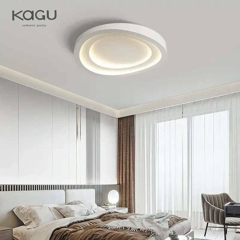 DecorBites™ led round ceiling lamp in white with remote control dimming and soft ambient glow for modern indoor lighting