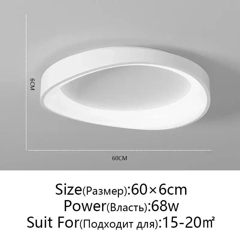 White led round ceiling lamp by DecorBites™ with remote dimming and modern design 60cm diameter 6cm thick