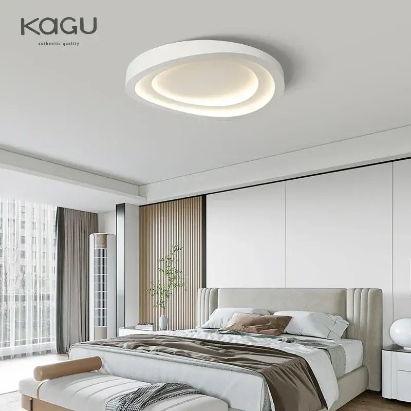 DecorBites™ white led round ceiling lamp with remote control dimming and soft glowing illumination for modern indoor lighting