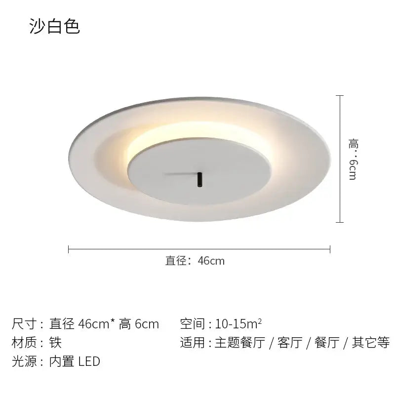 Decorbites led round ceiling light in sleek sand white with built-in led lighting for living room and indoor decor