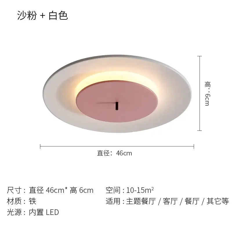 DecorBites™ led round ceiling light with soft pink center and white outer ring for living room indoor decor