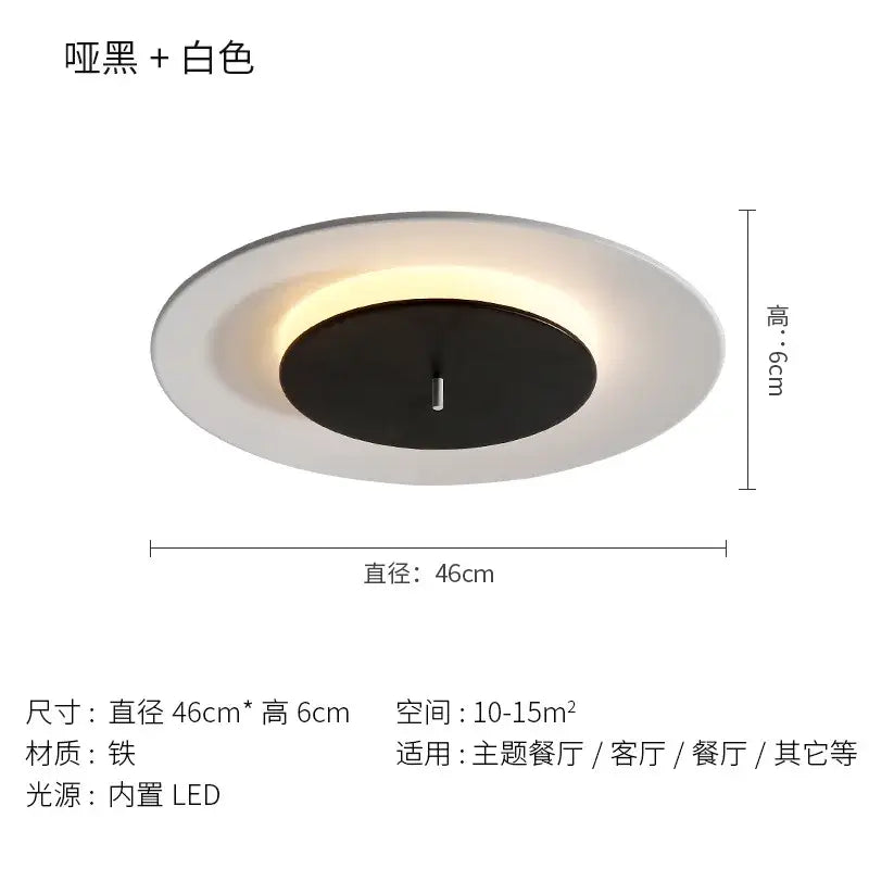 DecorBites LED round ceiling light with sleek black and white design and integrated led source for indoor use