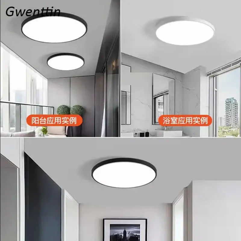 Decorbites™ led round ceiling light with sleek black frame and bright white surface for modern indoor spaces