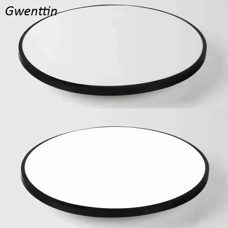 Black-framed circular led round ceiling light with minimalist design for kitchen living room bedroom and bathroom use