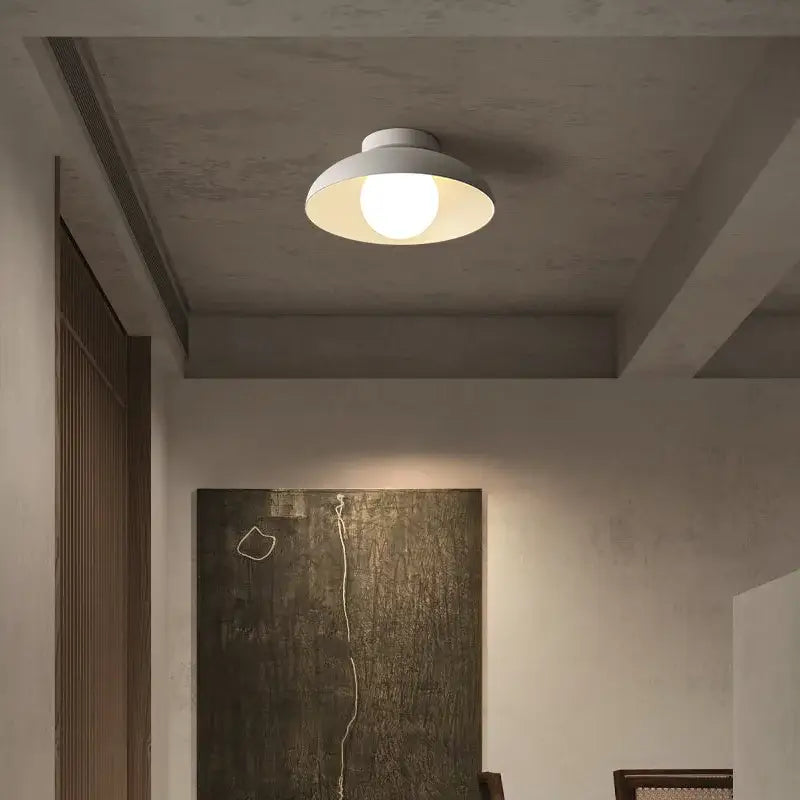Minimalist white DecorBites™ LED round ceiling light with frosted glass diffuser for living room bedroom corridor use
