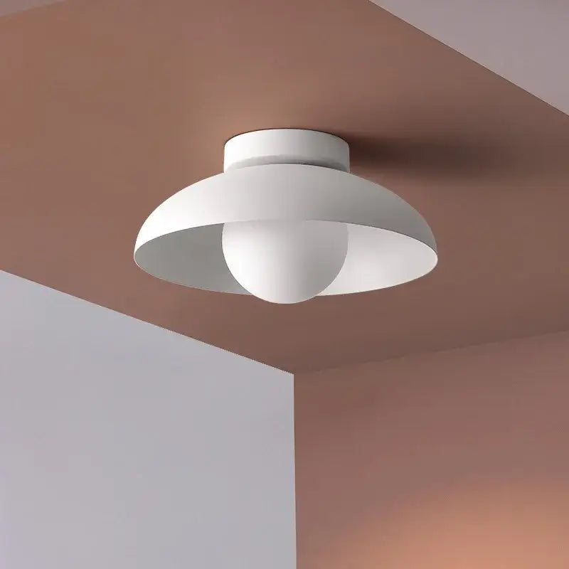 White matte-finished DecorBites™ LED round ceiling light with modern concentric circular shades for living spaces