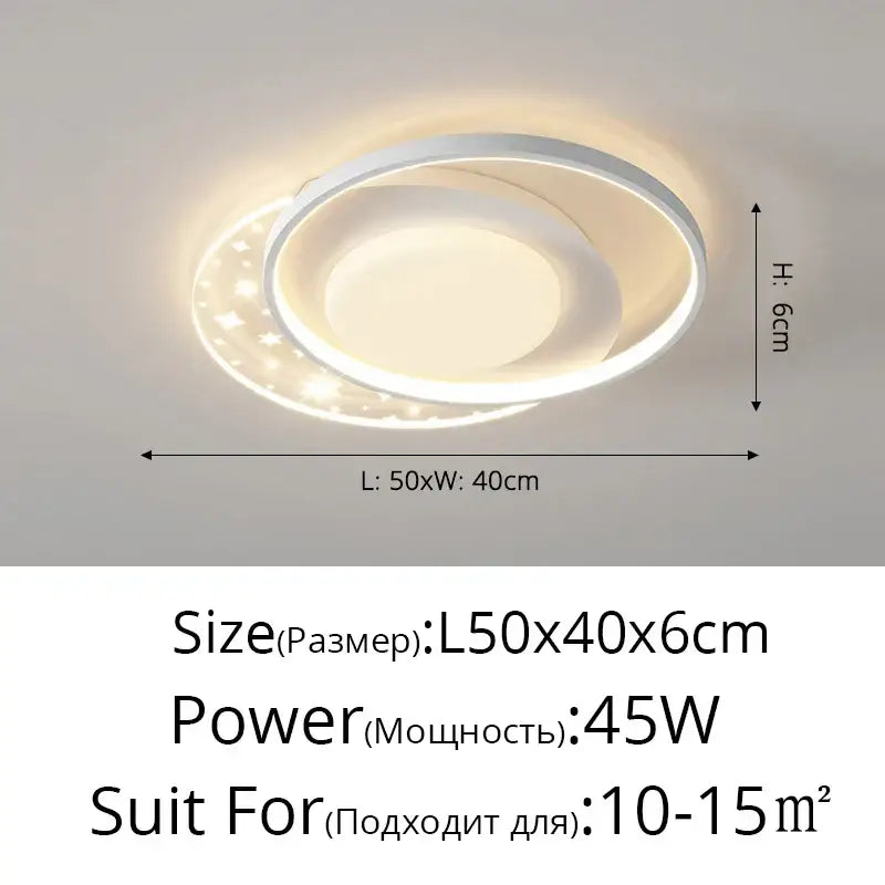 Decorbites™ led round ceiling light with sleek white frame and warm glow featuring star-shaped accents for indoor use