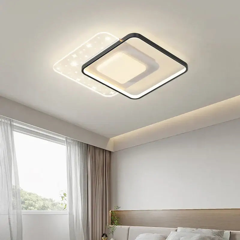 Decorbites™ led round ceiling light with sleek black frame and soft white illumination for modern indoor spaces