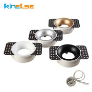 Set of three decorbites led round recessed ceiling downlights with matte white brushed silver and gold interiors