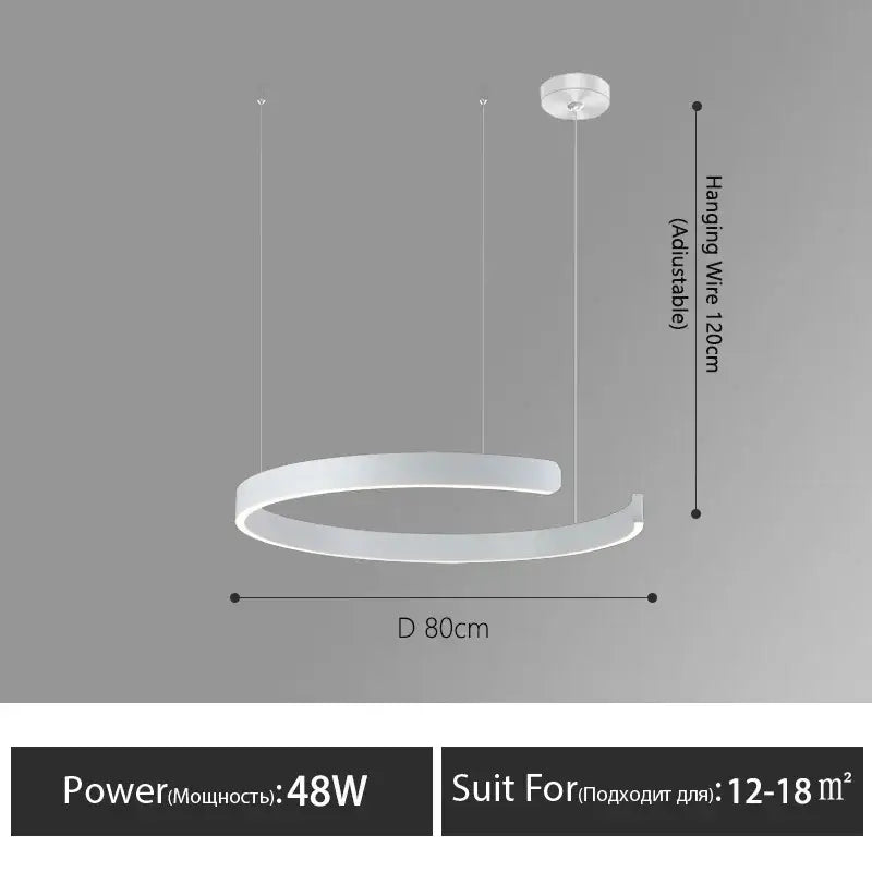 Modern white circular pendant light with adjustable wire from DecorBites led round ring chandelier for multiple rooms
