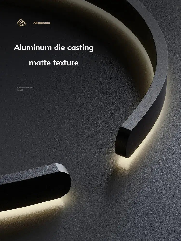 Black matte aluminum die-cast decorbites led round ring chandelier with sleek curved design for dining living bedroom