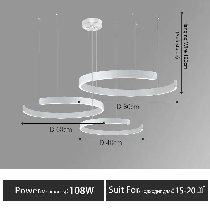 Modern white decorbites led round pendant light with adjustable hanging wire for dining living and bedroom spaces