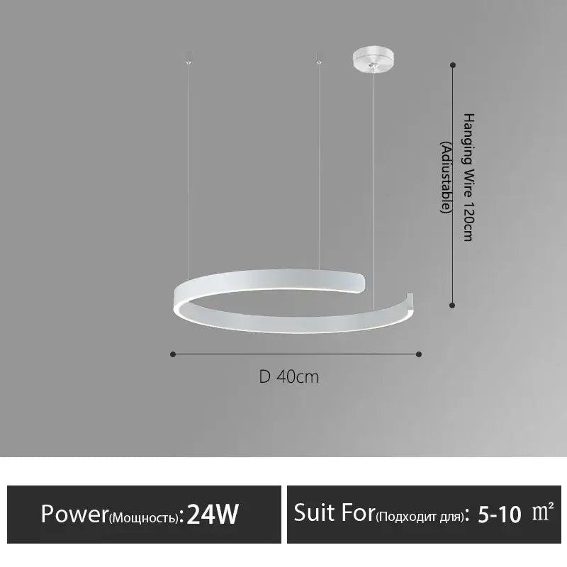Modern white circular led pendant light with adjustable wire in decorbites led round ring chandelier for living room