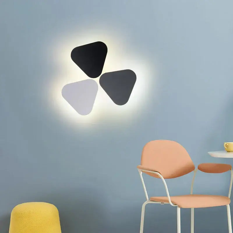 Modern triangular wall lamps decorbites led round touch with matte black white and gray panels for bedroom decor