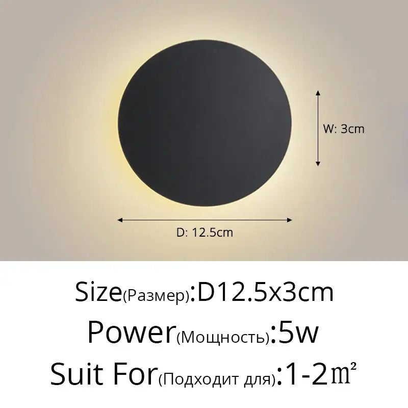 Black circular wall lamps with sleek modern design and warm glow by DecorBites LED round touch for bedroom and aisle decor