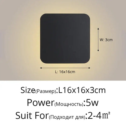 Black decorbites led round touch wall lamp with rounded corners 16x16cm for bedroom and aisle decor