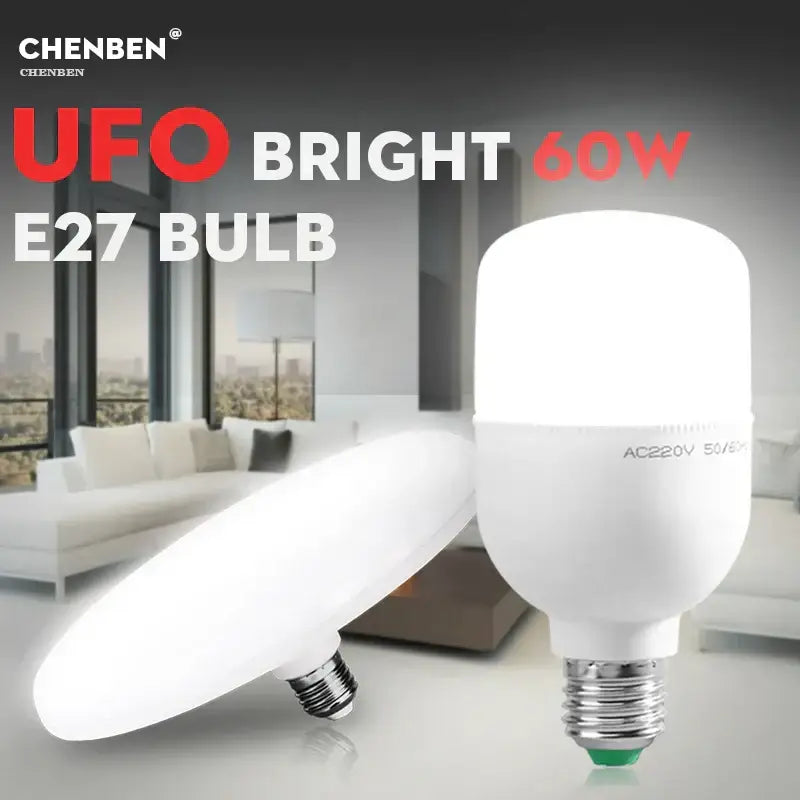 White ufo-shaped led round ufo bulb with e27 base 60w brightness by chenben for decorbites led round ceiling lamp