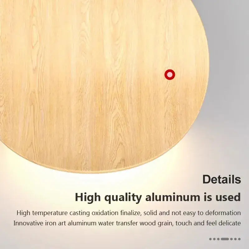 Decorbites led round wall lamp with circular light wood-grain aluminum tabletop and smooth solid finish for decor lighting