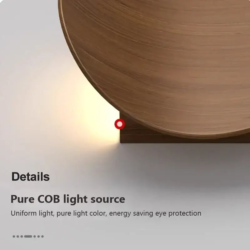 A sleek curved wooden decorbites led round wall lamp with warm pure cob light for bedroom and office decoration lighting