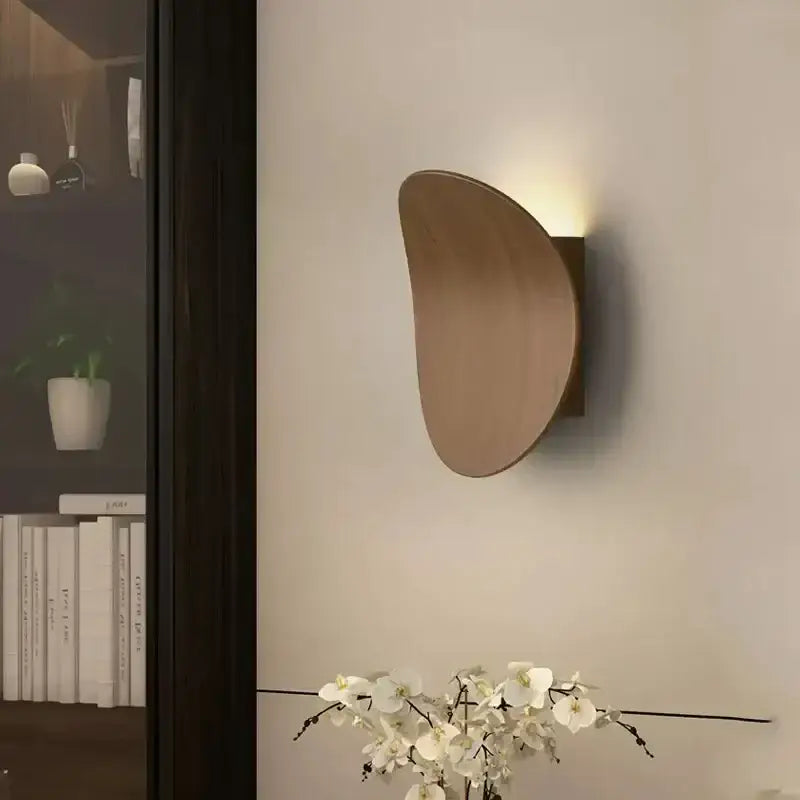 Modern wooden decorbites led round wall lamp with smooth curved design and warm ambient lighting for indoor decoration