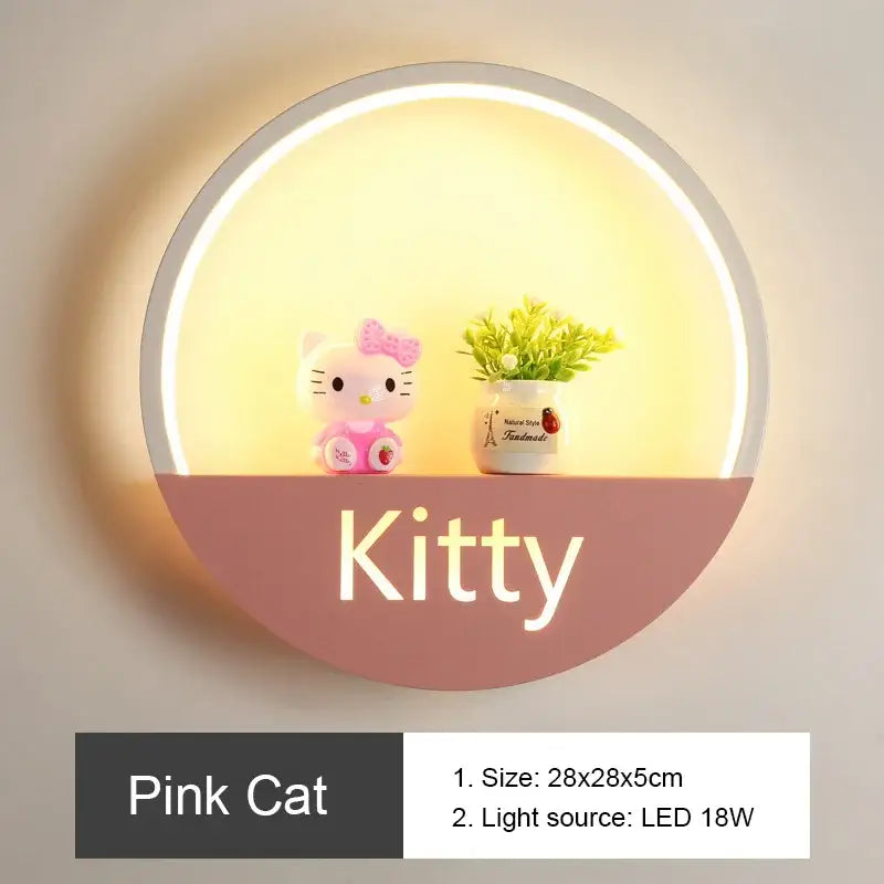 DecorBites led round wall lamp with pink and white circular design and illuminated shelf for children room decor