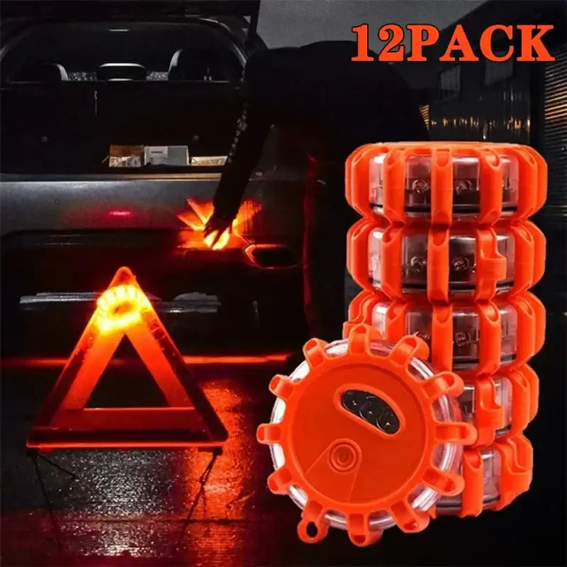Bright orange plastic DecorBites led safety flare emergency warning reflectors with triangular and circular design