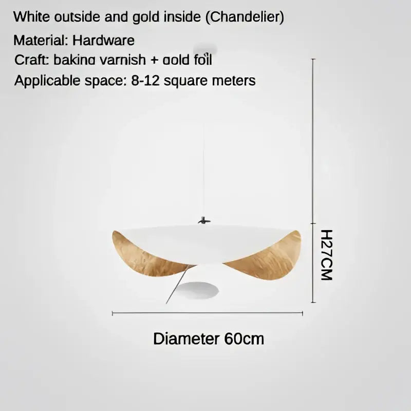 White and gold leaf pendant light decorbites led saucer modern minimalist led saucer ceiling chandelier for living room