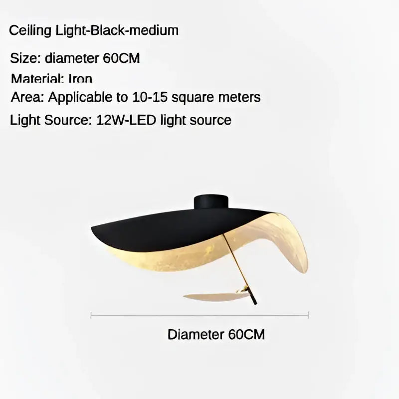 Black and gold iron decorbites led saucer pendant light with modern leaf design for atmospheric living room lighting