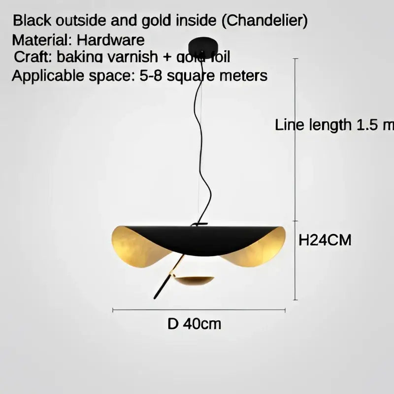 Decorbites led saucer black and gold modern pendant light with sleek disc-shaped design for atmospheric living room use