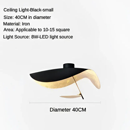 Black and gold leaf-shaped iron pendant light decorbites led saucer ceiling chandelier for modern living room